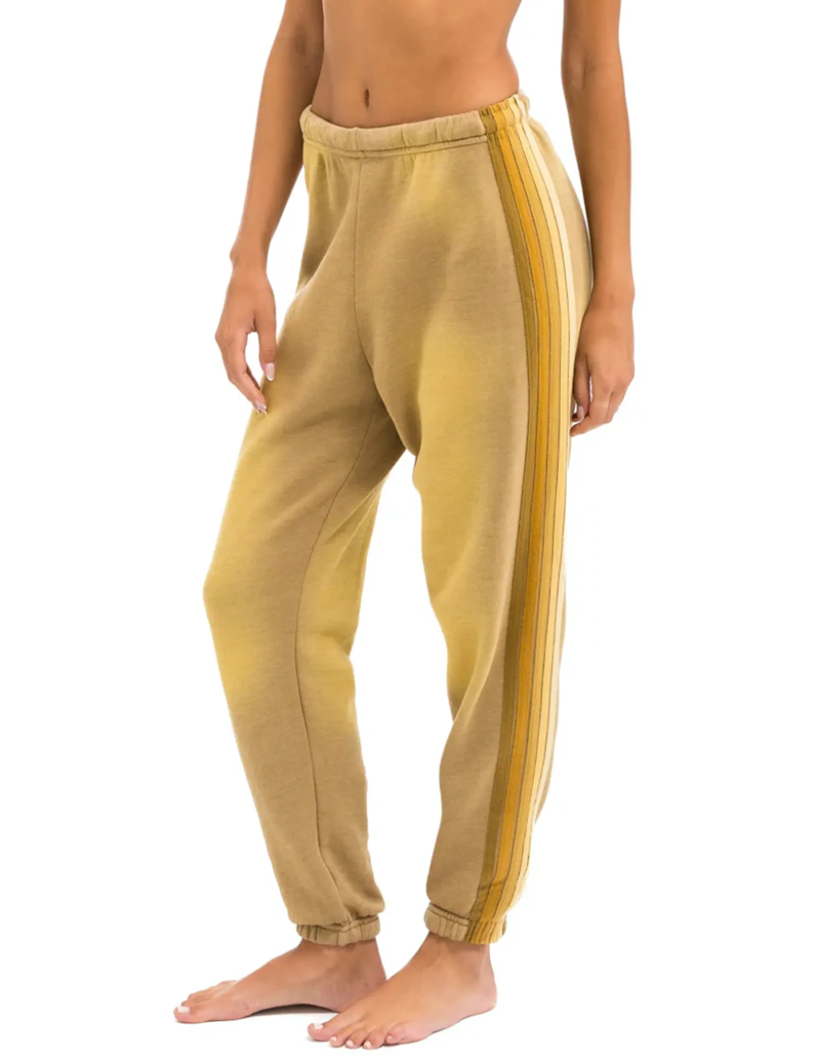 Breath Fit high waisted 5 Stripe Sweatpants, Faded Tan