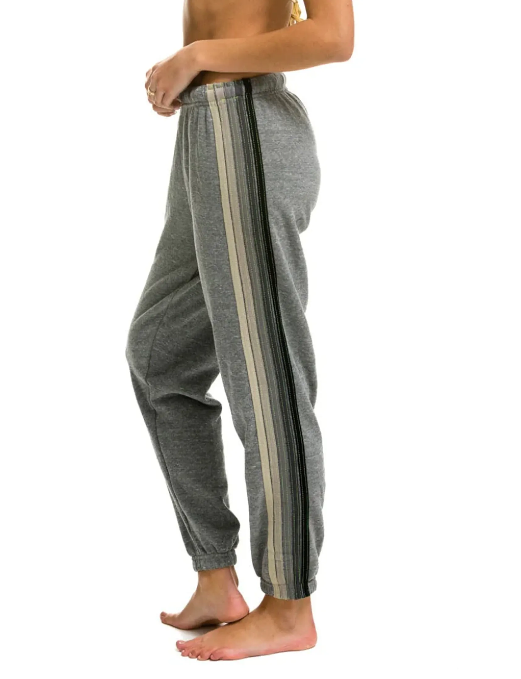 Supportive Fit 5 Stripe Sweatpants, Heather Grey/Grey
