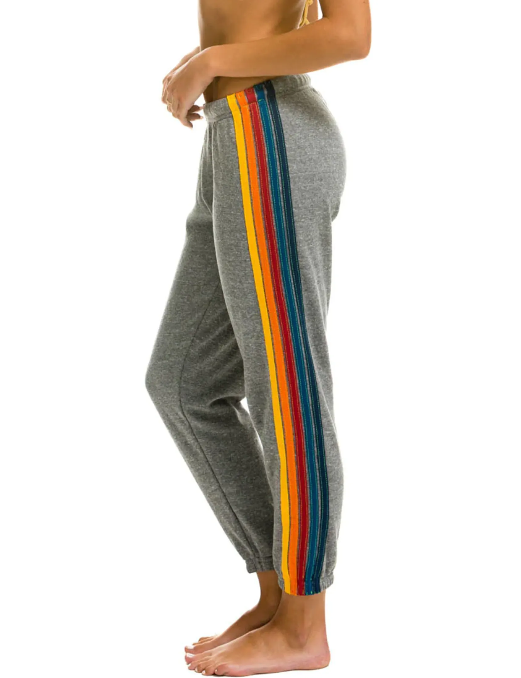 Windproof Membrane 5 Stripe Sweatpants, Heather Grey/Multi