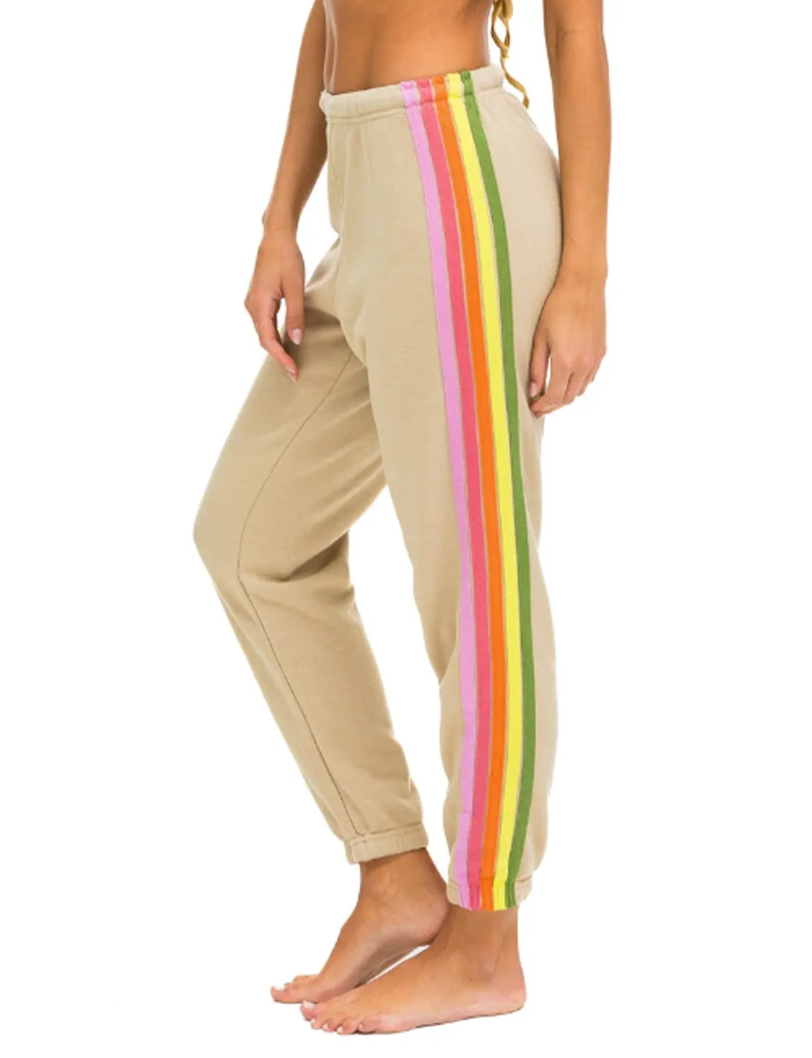 5 Stripe Sweatpants, Sand/Pink Green Outdoor Friendly