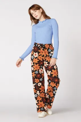 60S Daisy Floral Straight Leg Pant Utility Ready AntiPillingFabric