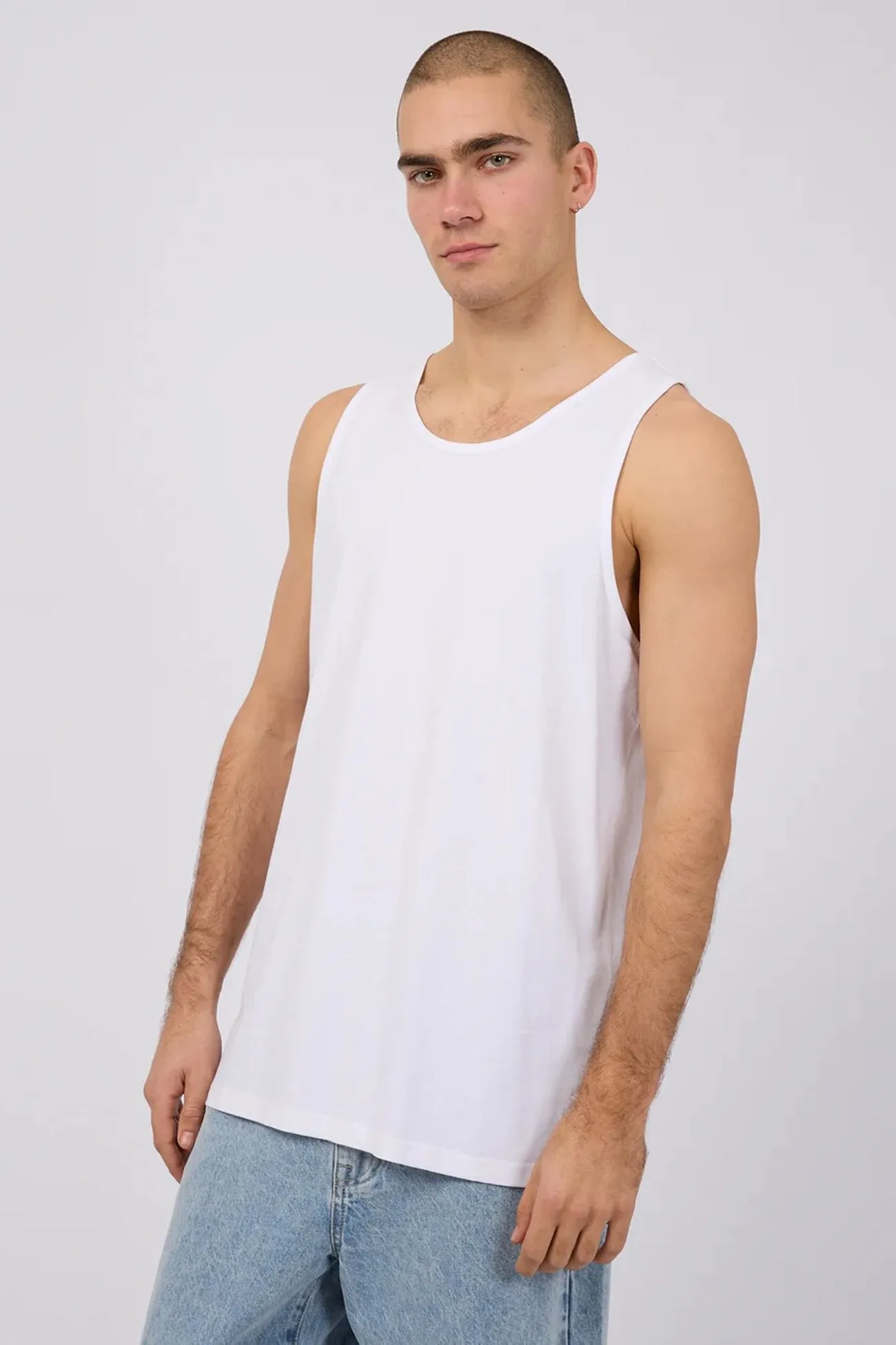 Classic Singlet White StretchFit Design MoistureWicking Technology