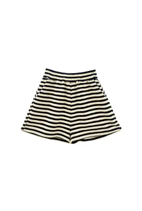 Tailored Everyday Shorts - Black Striped Terry Active Layer All-Day Wear