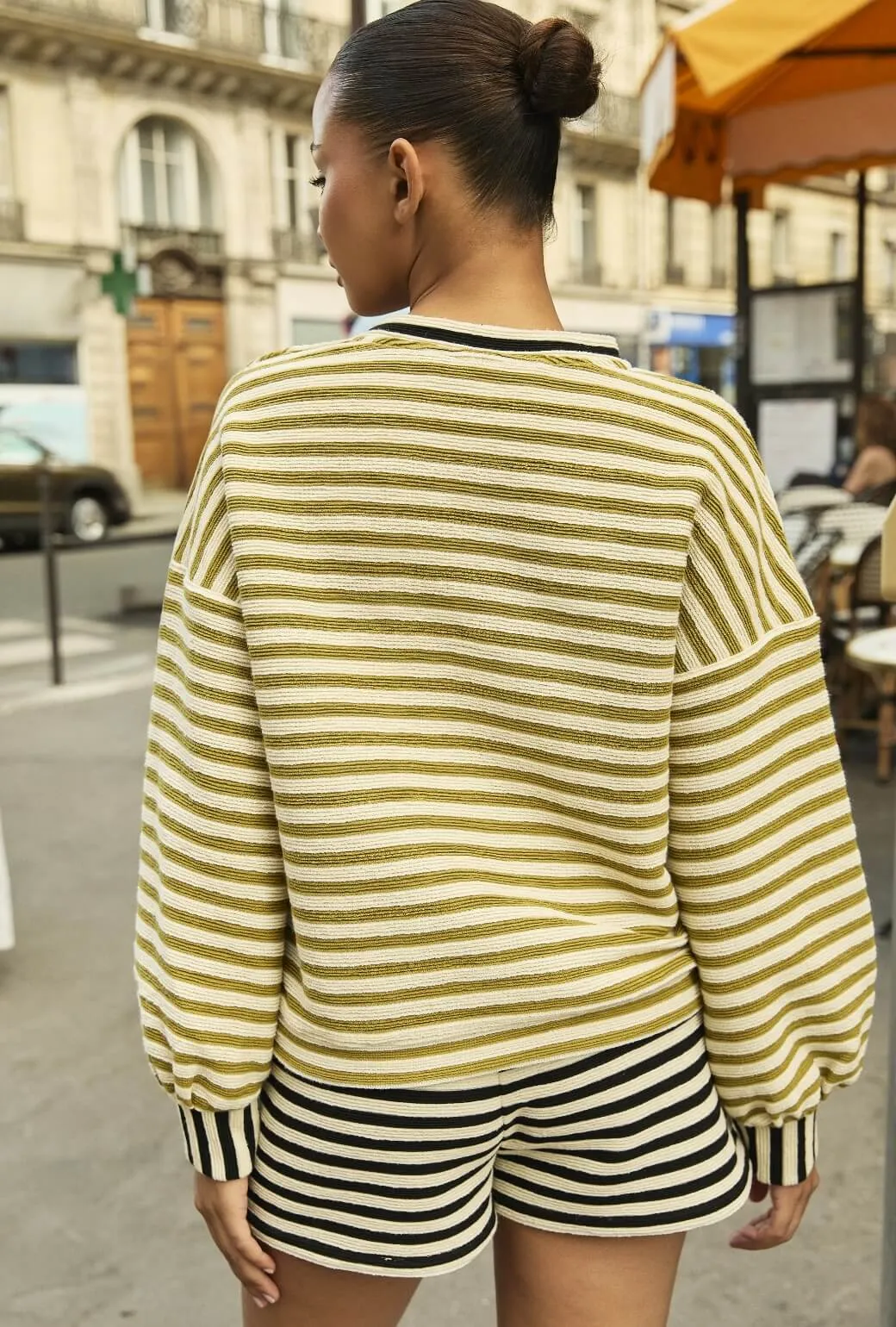 Tailored Everyday Shorts - Black Striped Terry Quick Slip