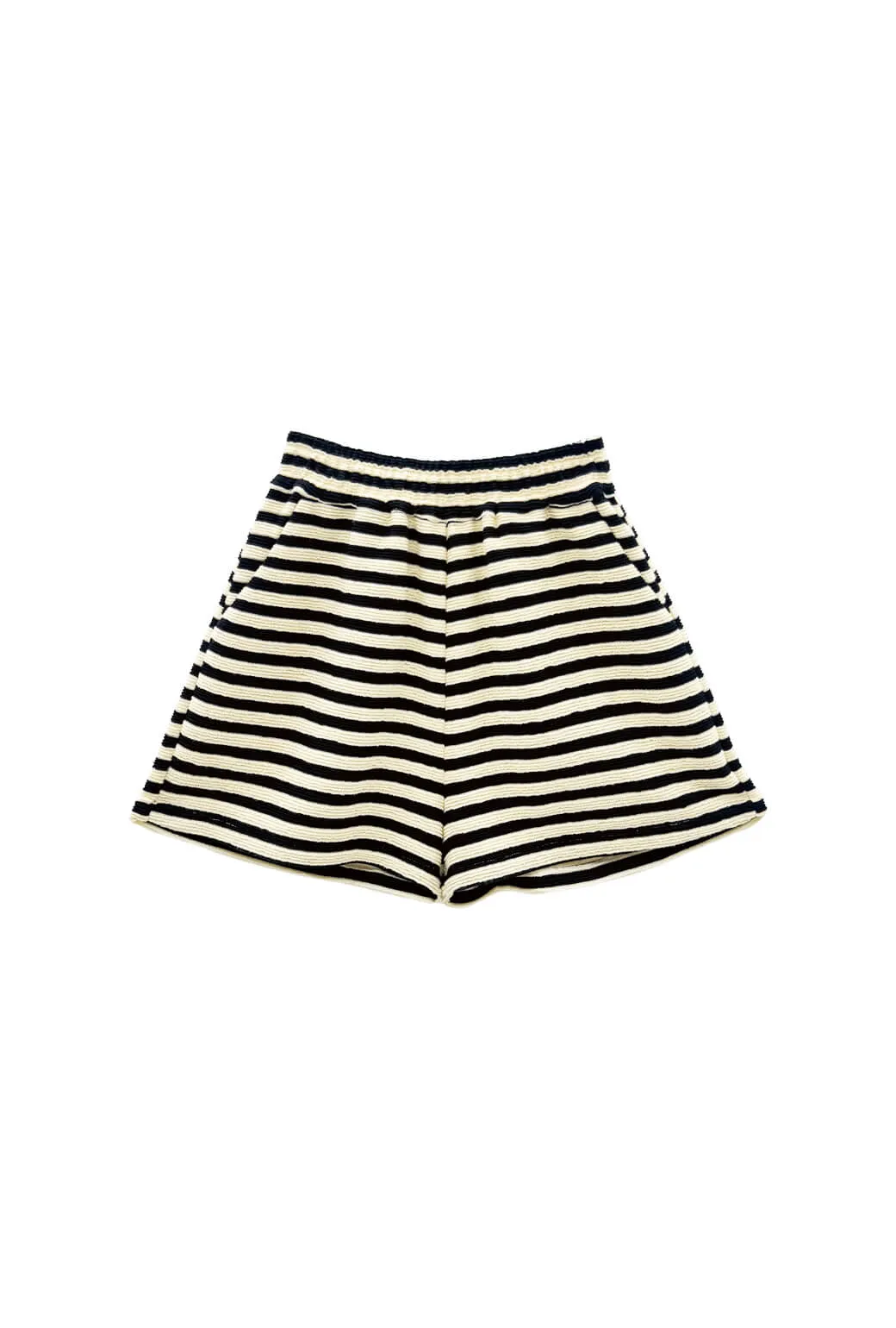 Tailored Everyday Shorts - Black Striped Terry Active Layer All-Day Wear