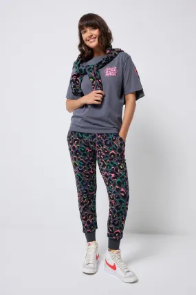 Grey with Rainbow Shadow Leopard and Lightning Bolt Cosy Joggers Multi-Purpose Wear All weather