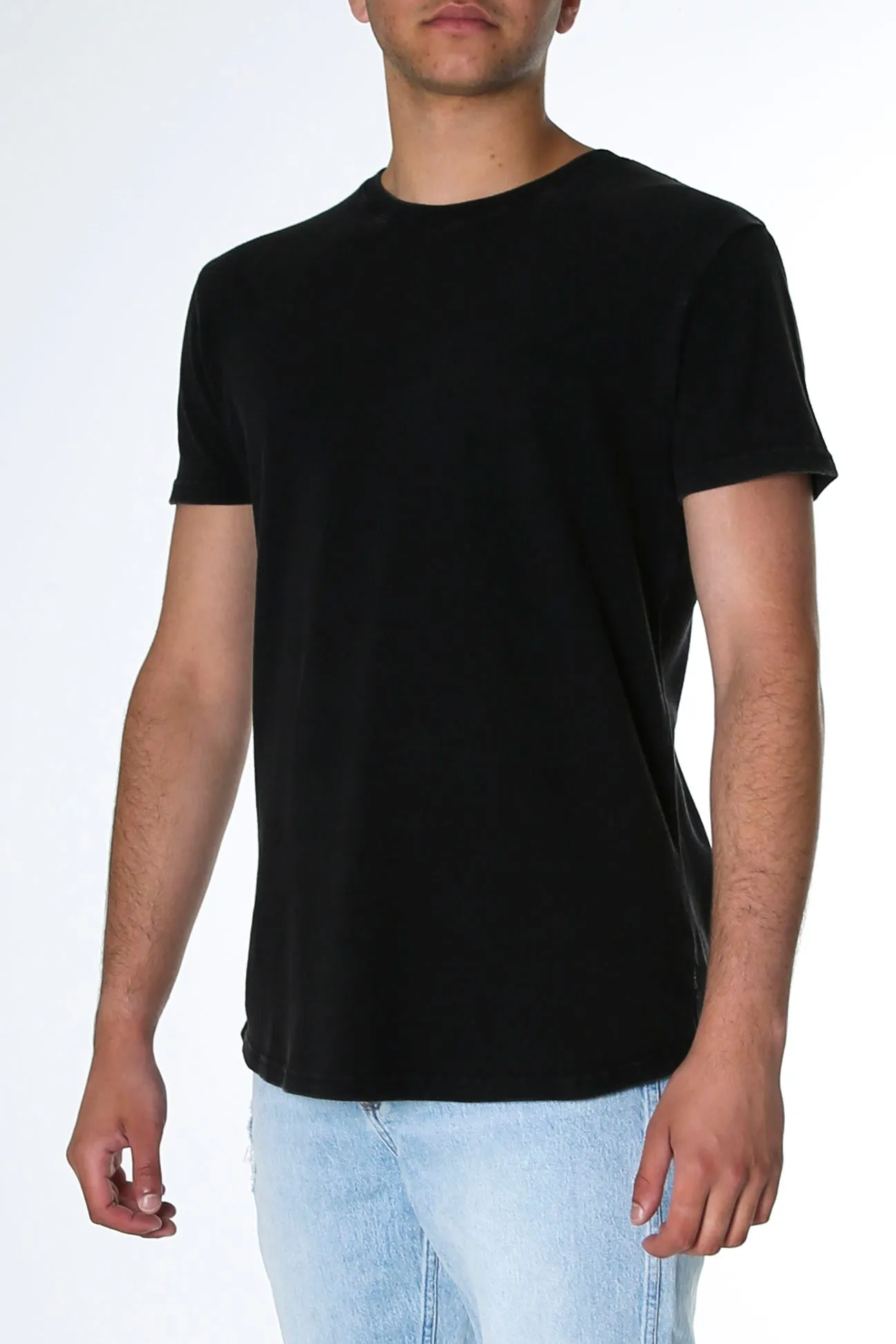 Stretch Knit Material OdorControl Technology Acid Pique Tee Washed Black