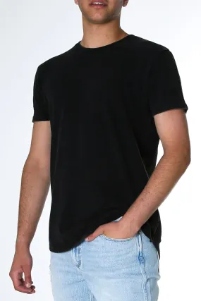 Reinforced Hem Stitching Comfort Cushion Neckline Acid Pique Tee Washed Black