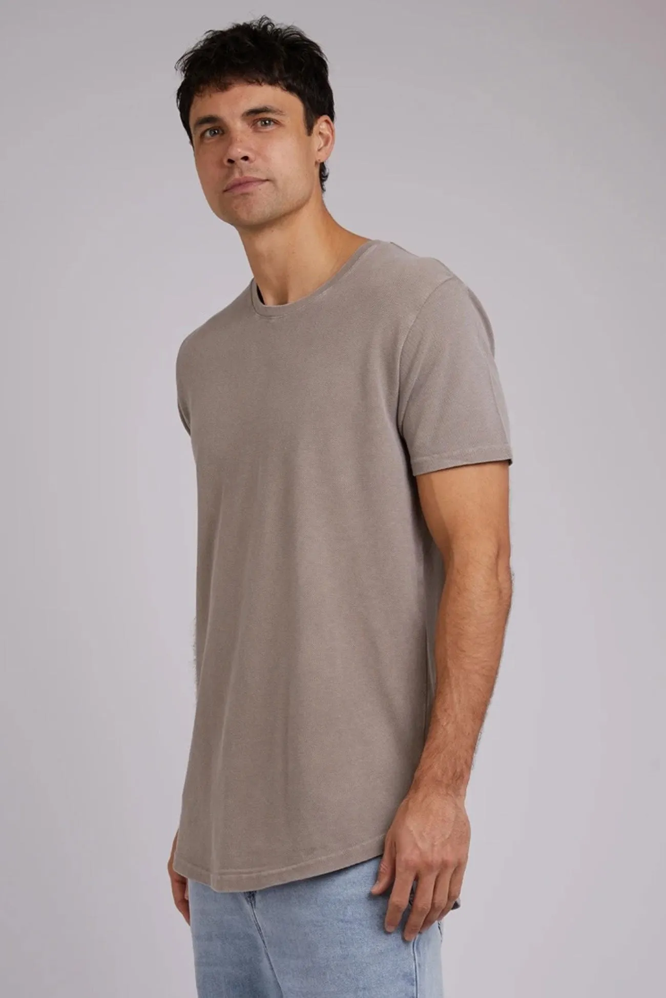 Eco Friendly Dye Process Reinforced Hemline Acid Tail Tee Mushroom