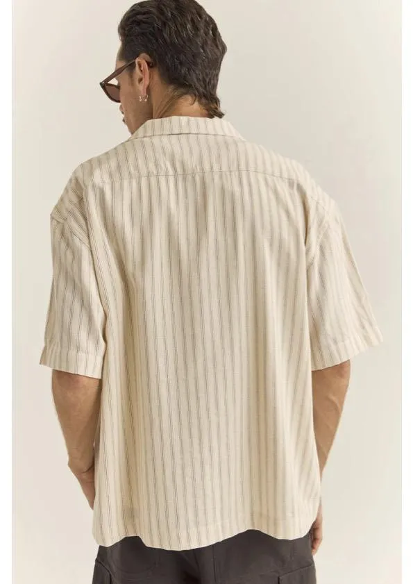 casual top Relaxed Stripe Short Sleeve Shirt Natural
