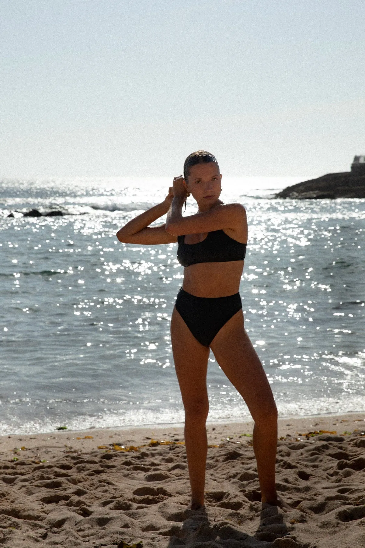 RHYTHM CLASSIC HI WAIST PANT - BLACK Trendy Comfort Lightweight Fabric