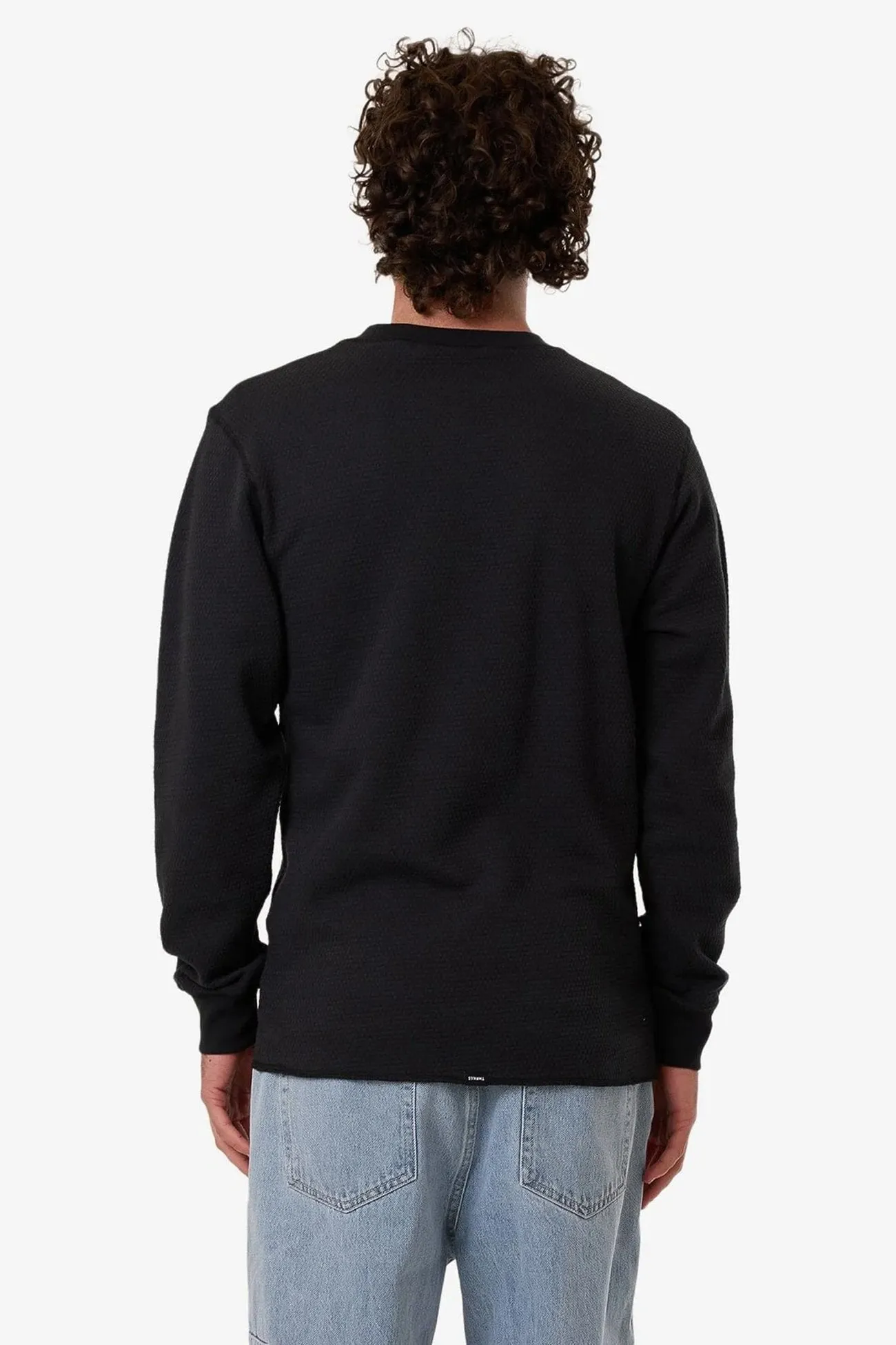 Adapted Waffle Long Sleeve Faded Black Bamboo Fiber Fabric MicroPerforated Details