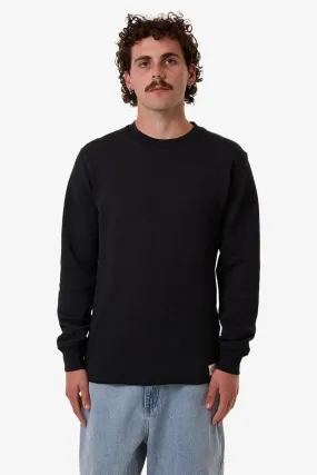LightweightMaterial Adapted Waffle Long Sleeve Faded Black