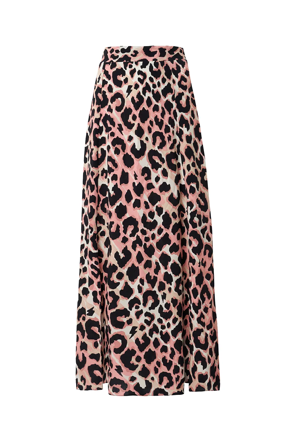 Mixed Neutral with Black Shadow Leopard Split Front Skirt Laidback Style