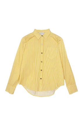 Tagless Labeling DoubleStitched Hemming Mel Button Down Shirt - Yellow Stripe
