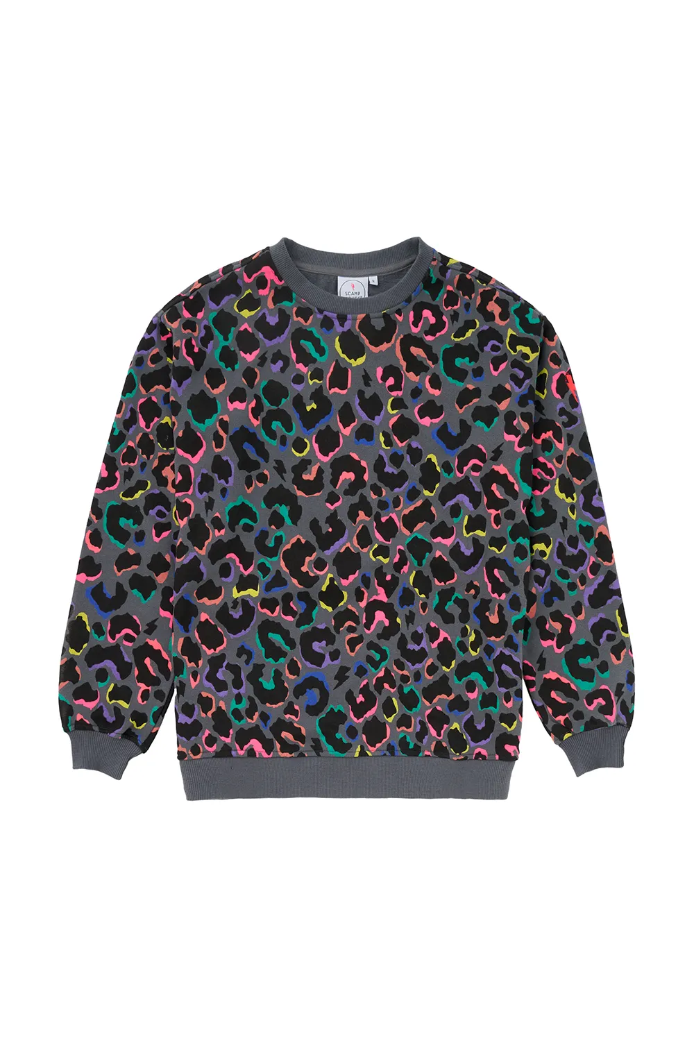 Grey with Rainbow Shadow Leopard Oversized Sweatshirt Breathable wear