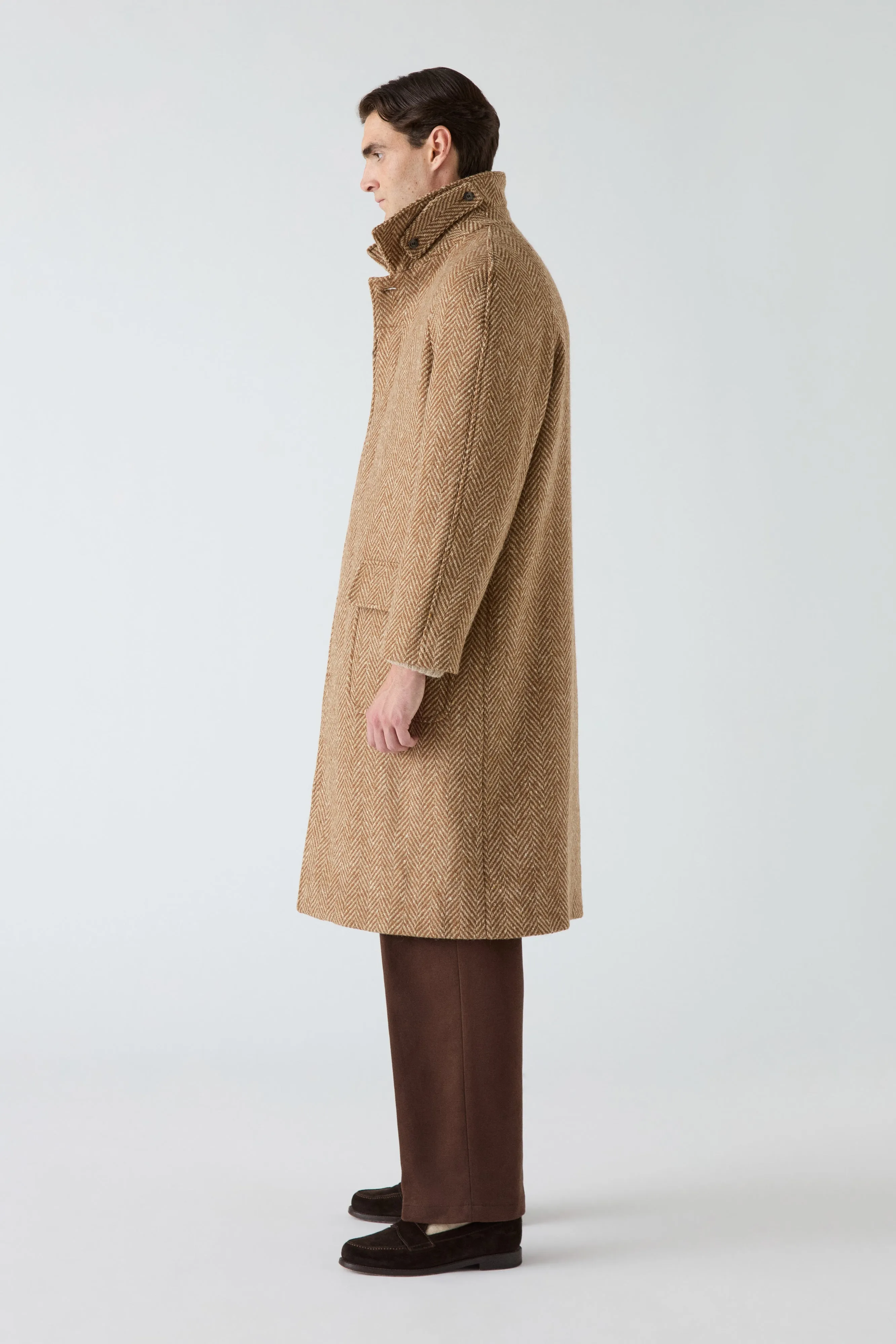 Nelson Tweed Raglan Coat - Cream/Camel Wind Blocking Fabric Soft Cover