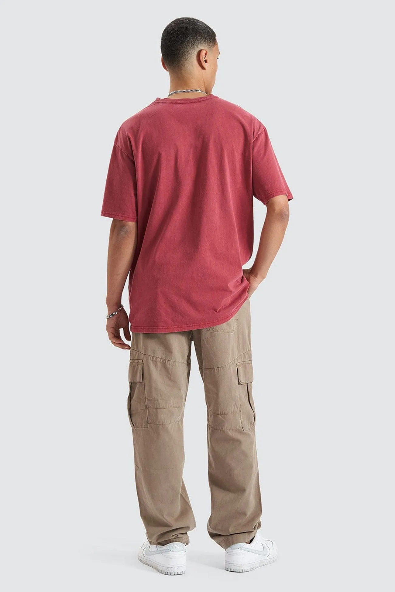 Breathable mesh Agnus Relaxed Box Fit Tee Pigment Maroon
