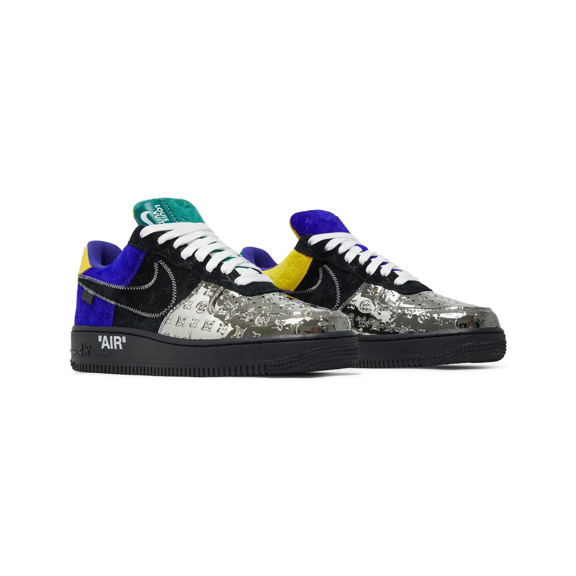 Air Force 1 x Louis Vuitton x Virgil Abloh 'Black Metallic Silver' (2022) Slip Guard Slim Look