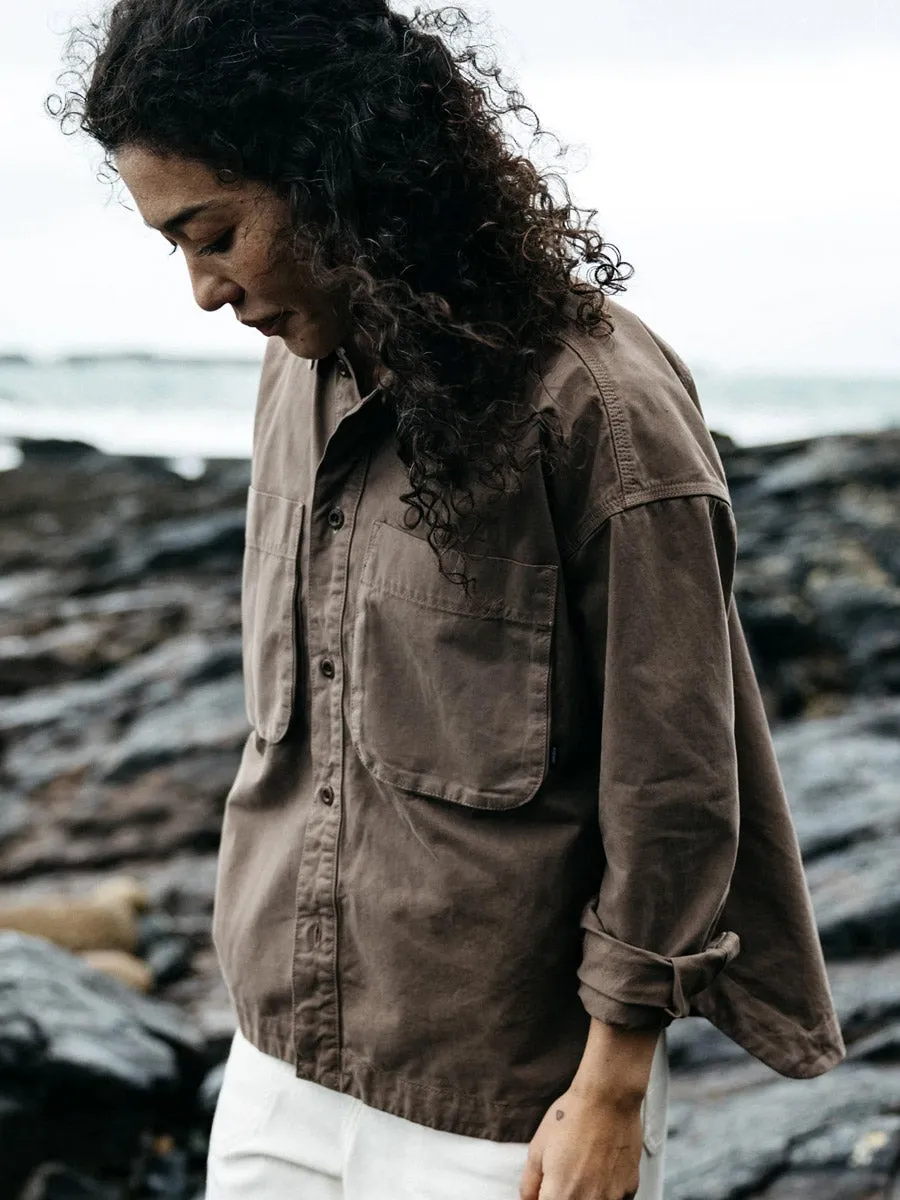 FINISTERRE GWAVAS OVERSHIRT - WOODSMOKE Machine Washable Fabric Garment Dyed Finish