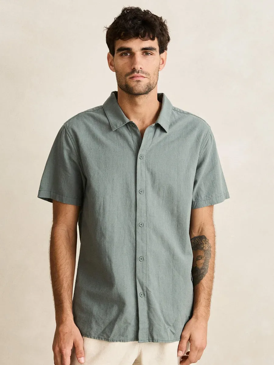 Layered Ventilation Zones RHYTHM LINEN SHORT-SLEEVE SHIRT - SILVER PINE