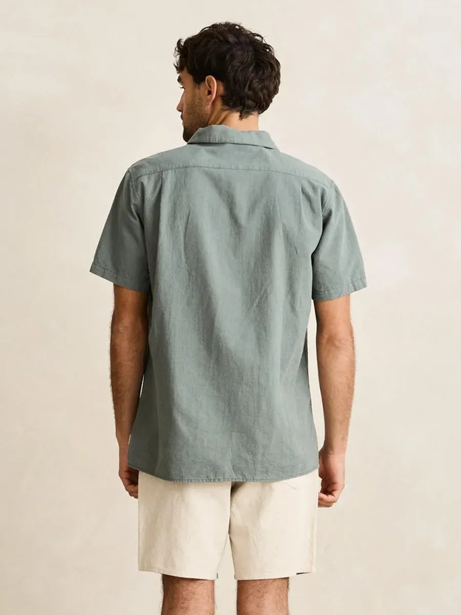 Modular Layering System Wrinkle Resistant RHYTHM LINEN SHORT-SLEEVE SHIRT - SILVER PINE