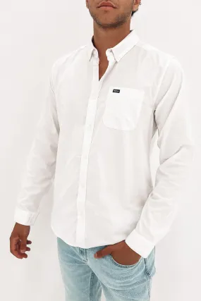 That'll Do Stretch Long Sleeve Shirt White Shape Retention Fabric Reinforced Shoulder Seams
