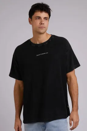 Hidden Zipper Pocket NonChafingEdges All Day Logo Tee Washed Black