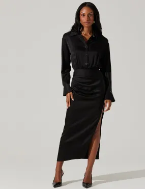 Light Cloud Dressy Glow Elizabello Midi Shirt Dress, Black