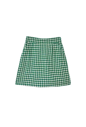 Buru x Tori Mellott Maggie Mini Skirt - Green Houndstooth Performance Design Fit FlexibleKneePanels