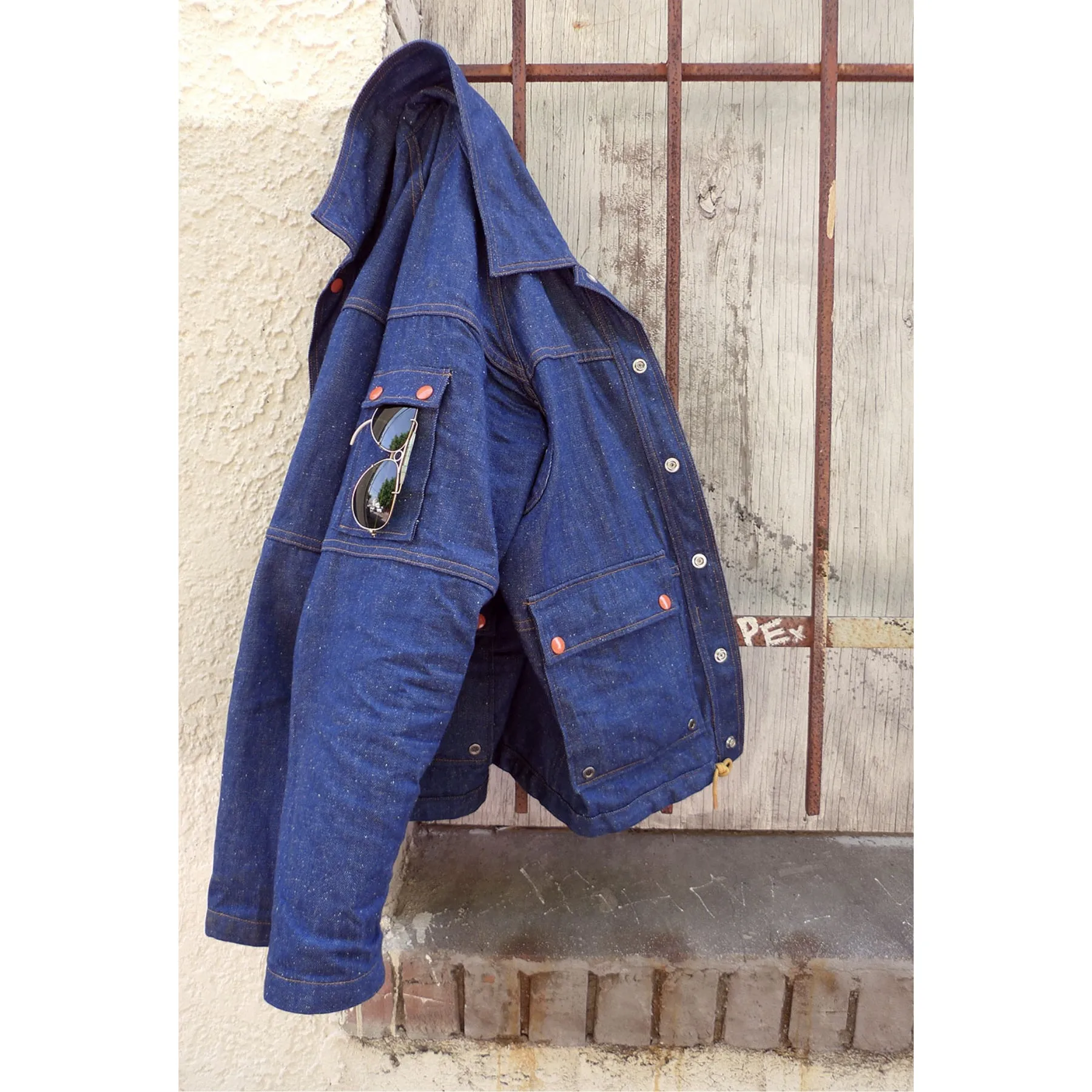Gabier Jacket - Nep Denim - Warehouse Recycled Material Construction
