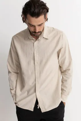 Classic Linen Long Sleeve Shirt Sand Layered Shoulder