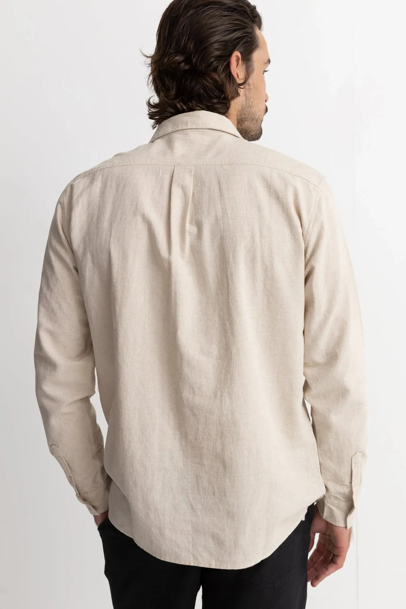 Durable Chainstitch Classic Linen Long Sleeve Shirt Sand