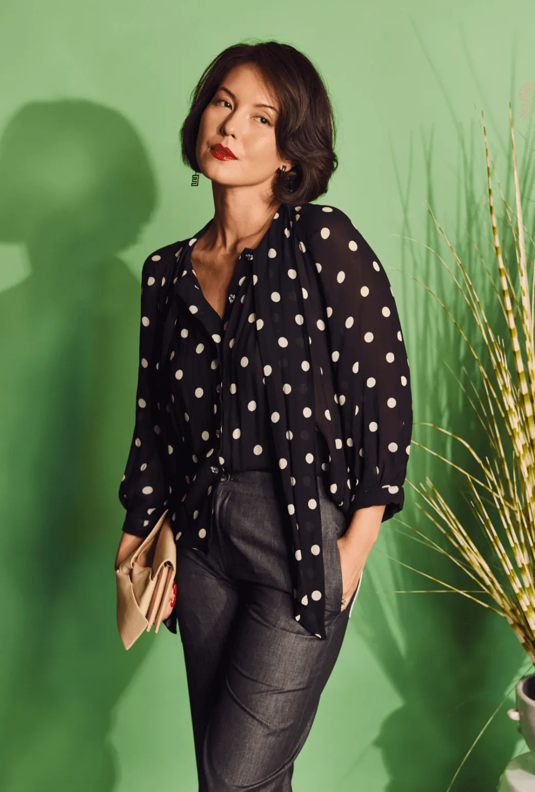 Big Bow Blouse - Polkadots BondedHemline