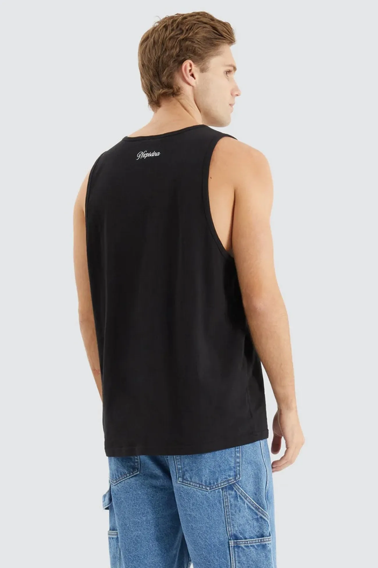 Asheville Relaxed Singlet Jet Black Double Faced Jersey Knit