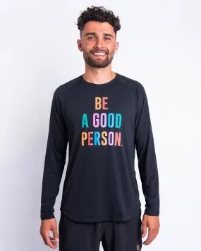 Layered Ventilation Zones Relaxed Hoodie License to Train Long-Sleeve Shirt - Black - lululemon // BE A GOOD PERSON *Pre-Order*