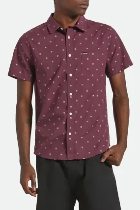Charter Print Short Sleeve Woven Shirt Port Micro Geo DoubleLayeredShoulders FadeResistant Dye