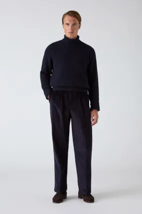 Casual Comfort Fit Perfect Pair Antonello Corduroy Trousers - Navy
