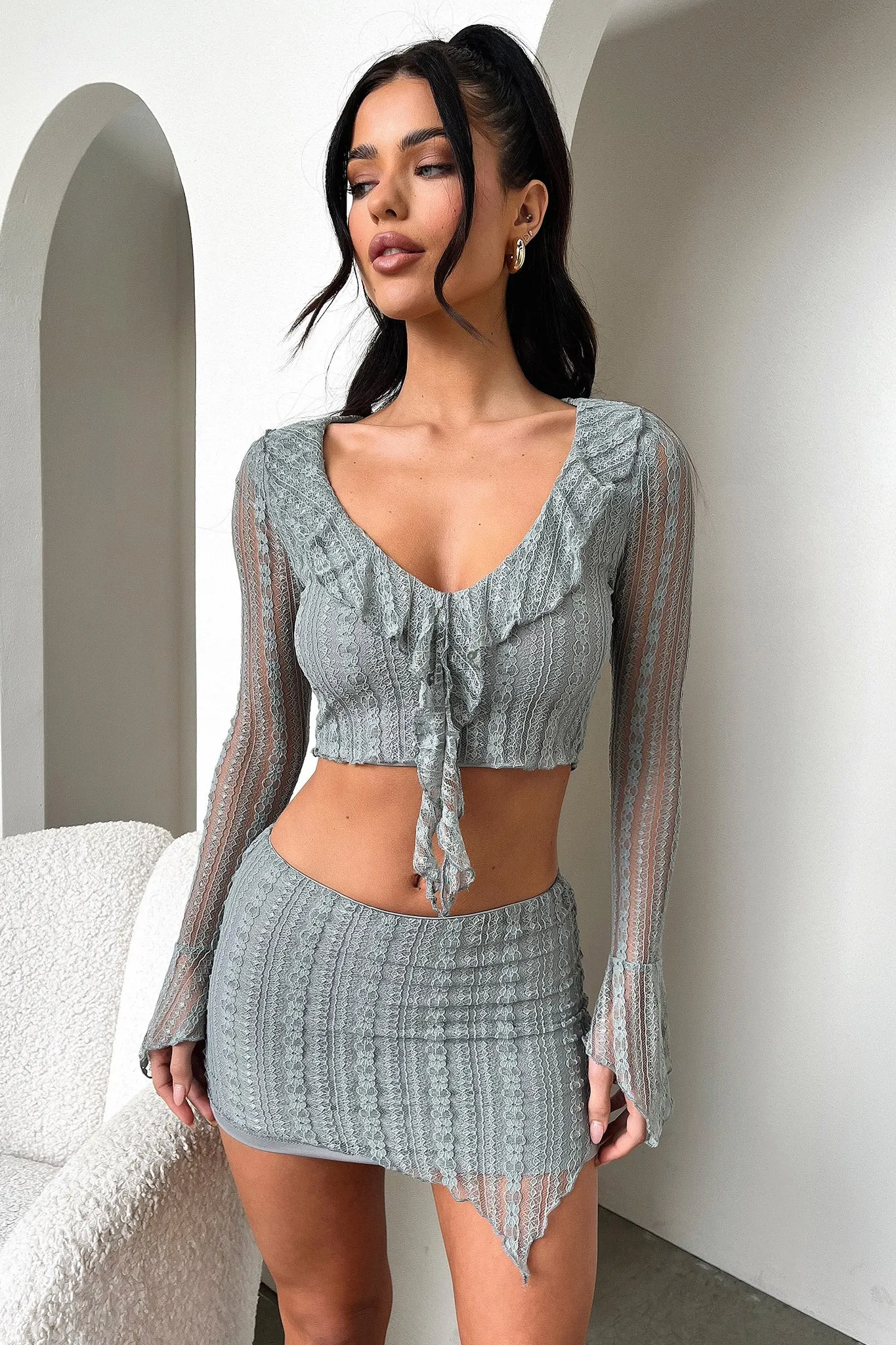 Modern Design Aperol Skirt - Grey