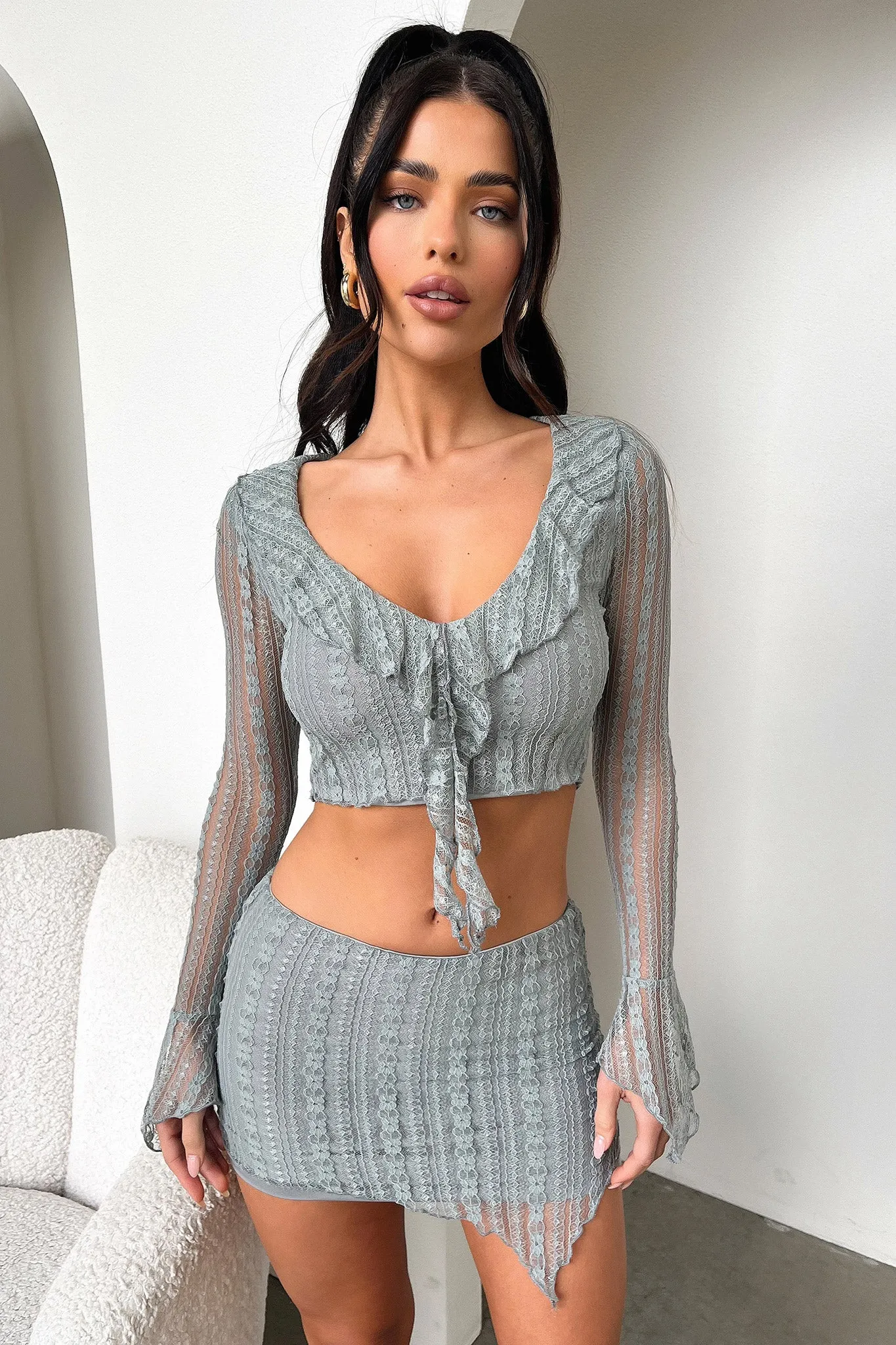 Aperol Skirt - Grey Cool Touch Texture Shot