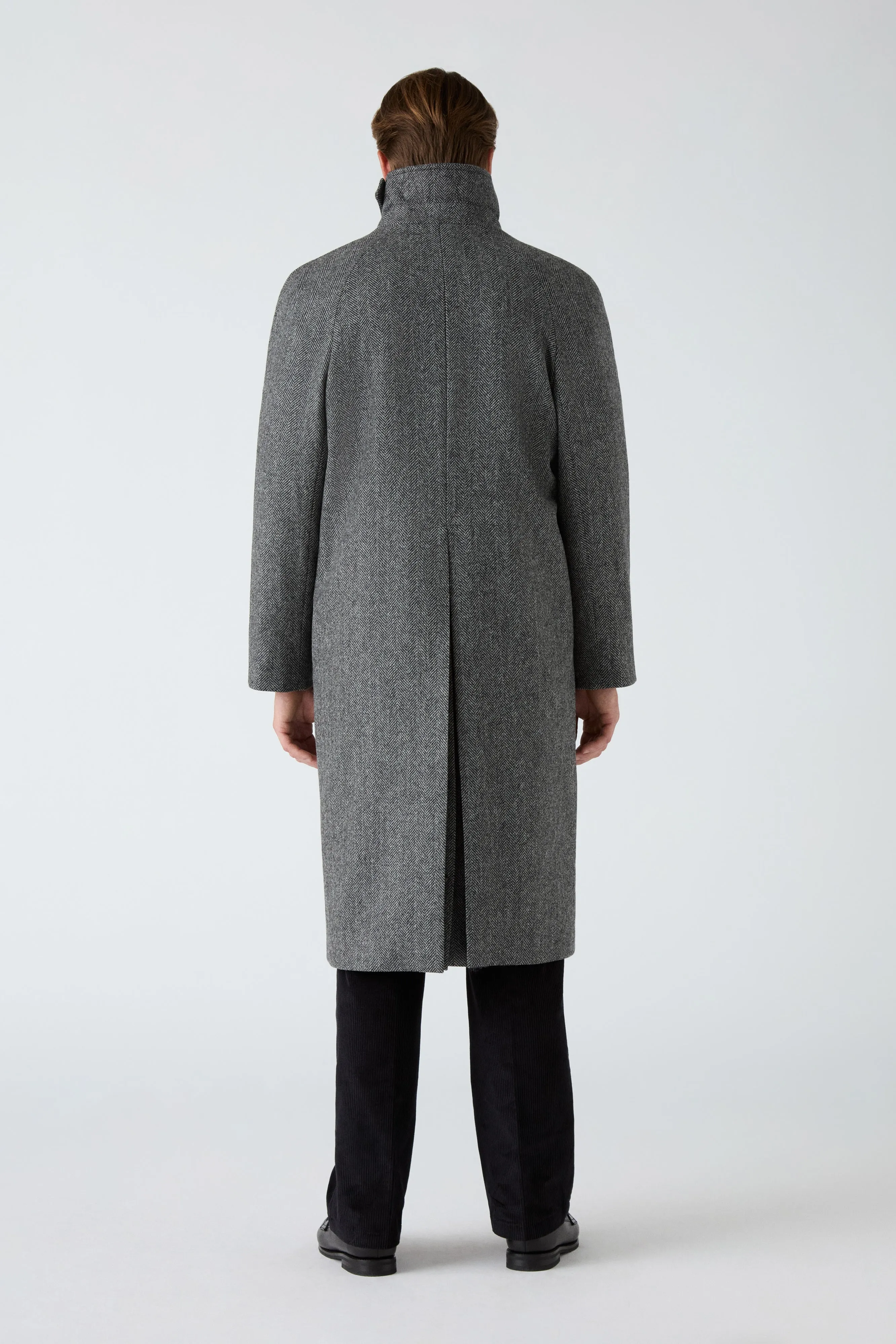 Reinforced Elbow Panels Nelson Tweed Raglan Coat - Grey