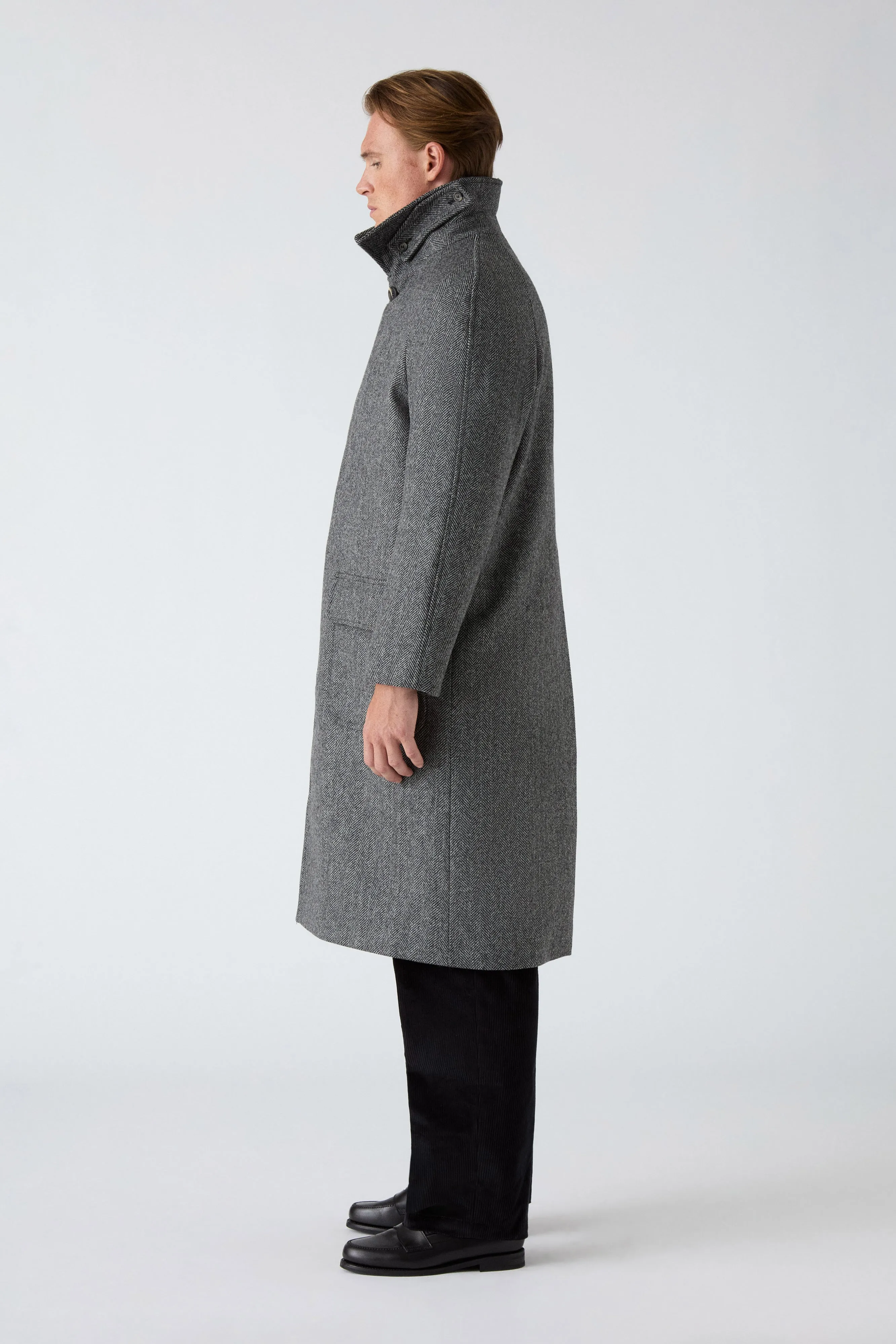 Auxiliary Attachment Points Nelson Tweed Raglan Coat - Grey