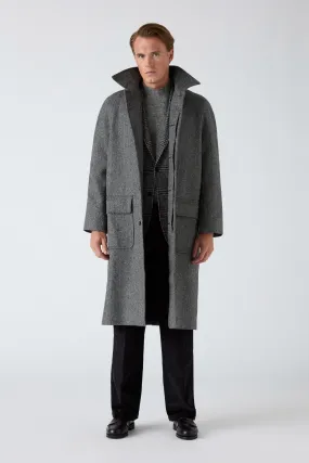 Quilted Stitching Pattern Temperature control Nelson Tweed Raglan Coat - Grey