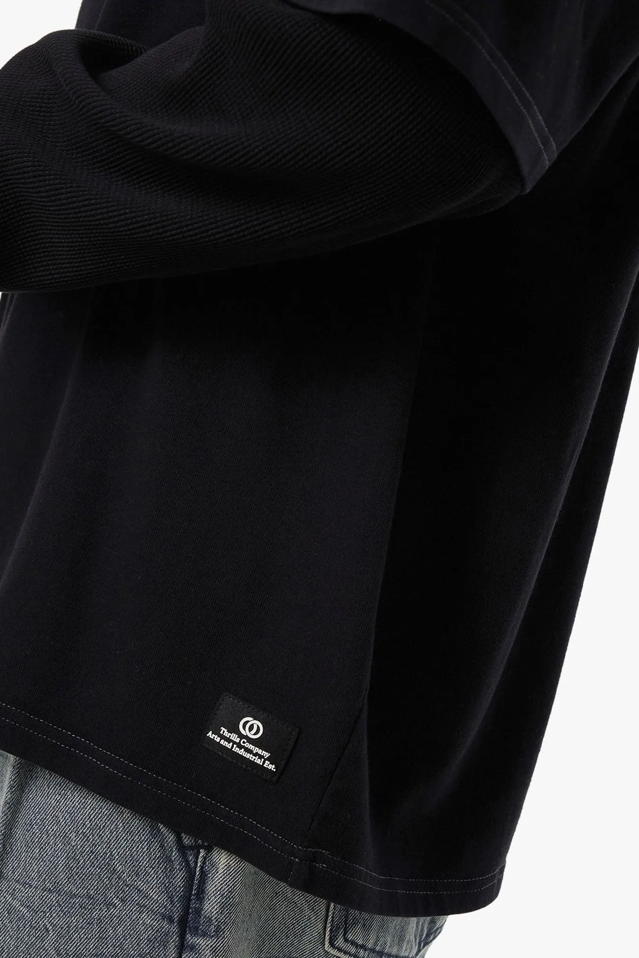 casual top Durable Blend Arts & Industrial Layer Box Fit Oversize Long Sleeve Tee Black