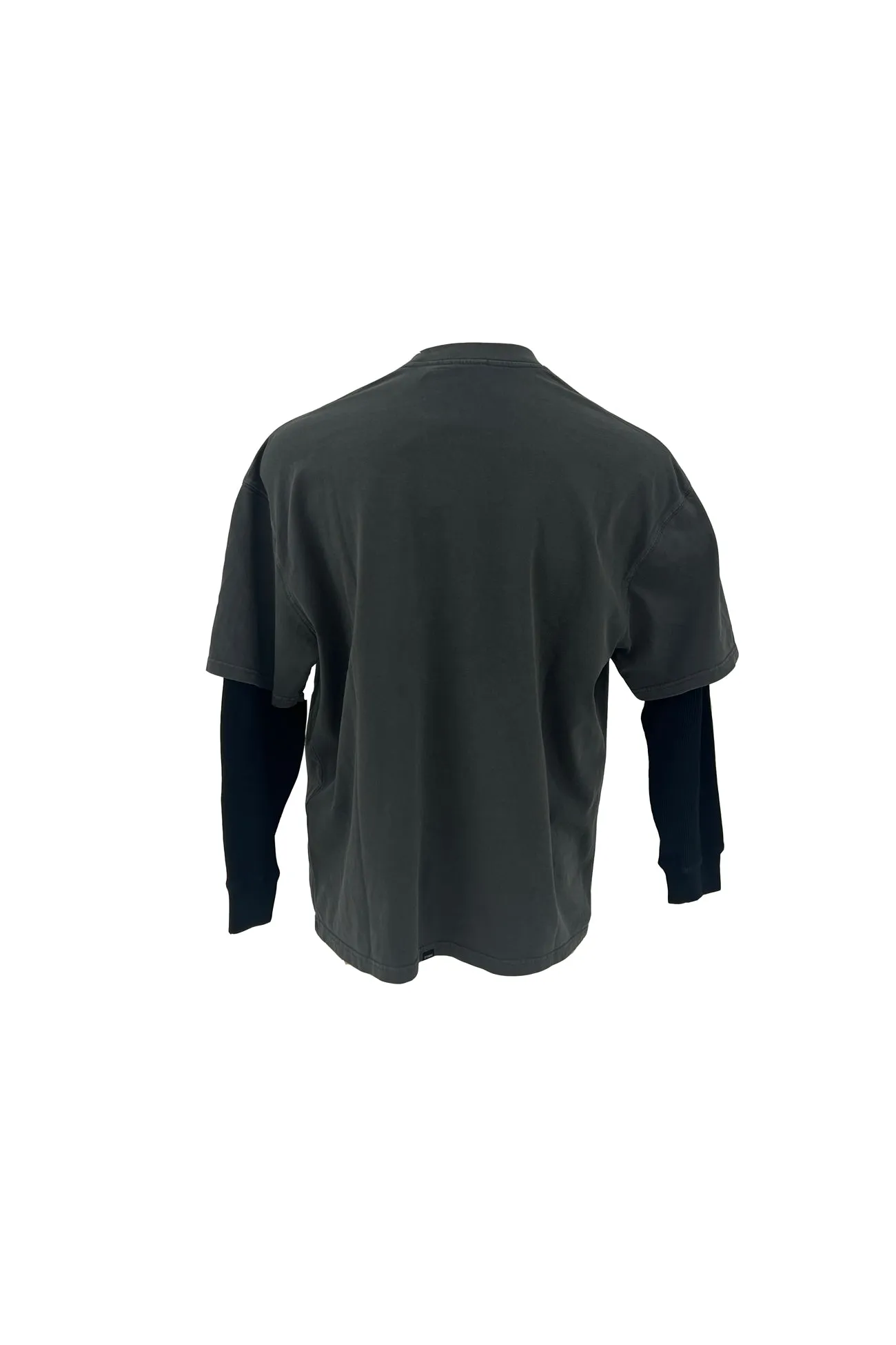 Arts & Industrial Layer Box Fit Oversize Long Sleeve Tee Merch Black Ribbed Trims Slim Fit Shirt