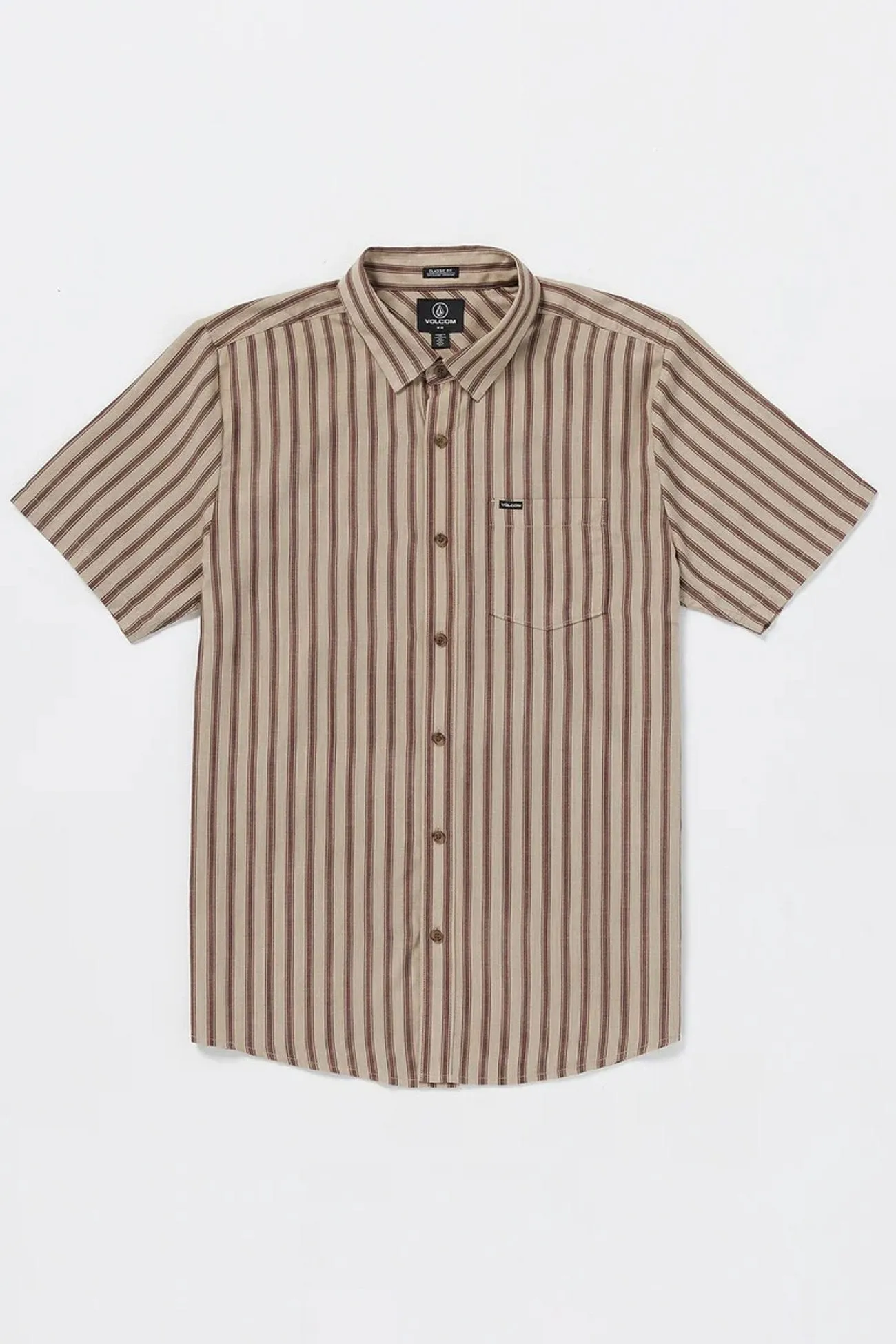 Arvostripe Woven Short Sleeve Shirt Light Khaki ReflectiveTrim