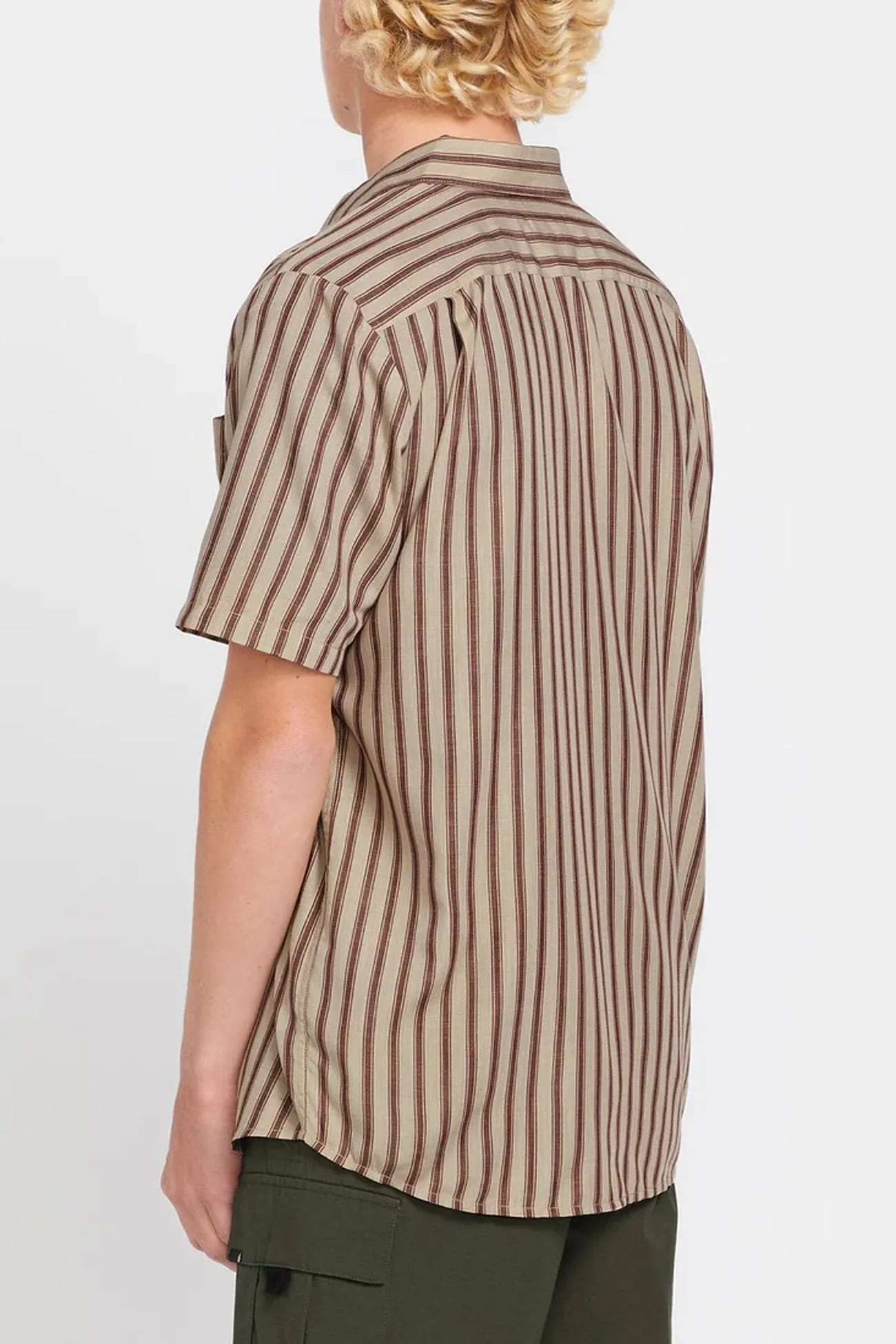 Denim Shirt Arvostripe Woven Short Sleeve Shirt Light Khaki