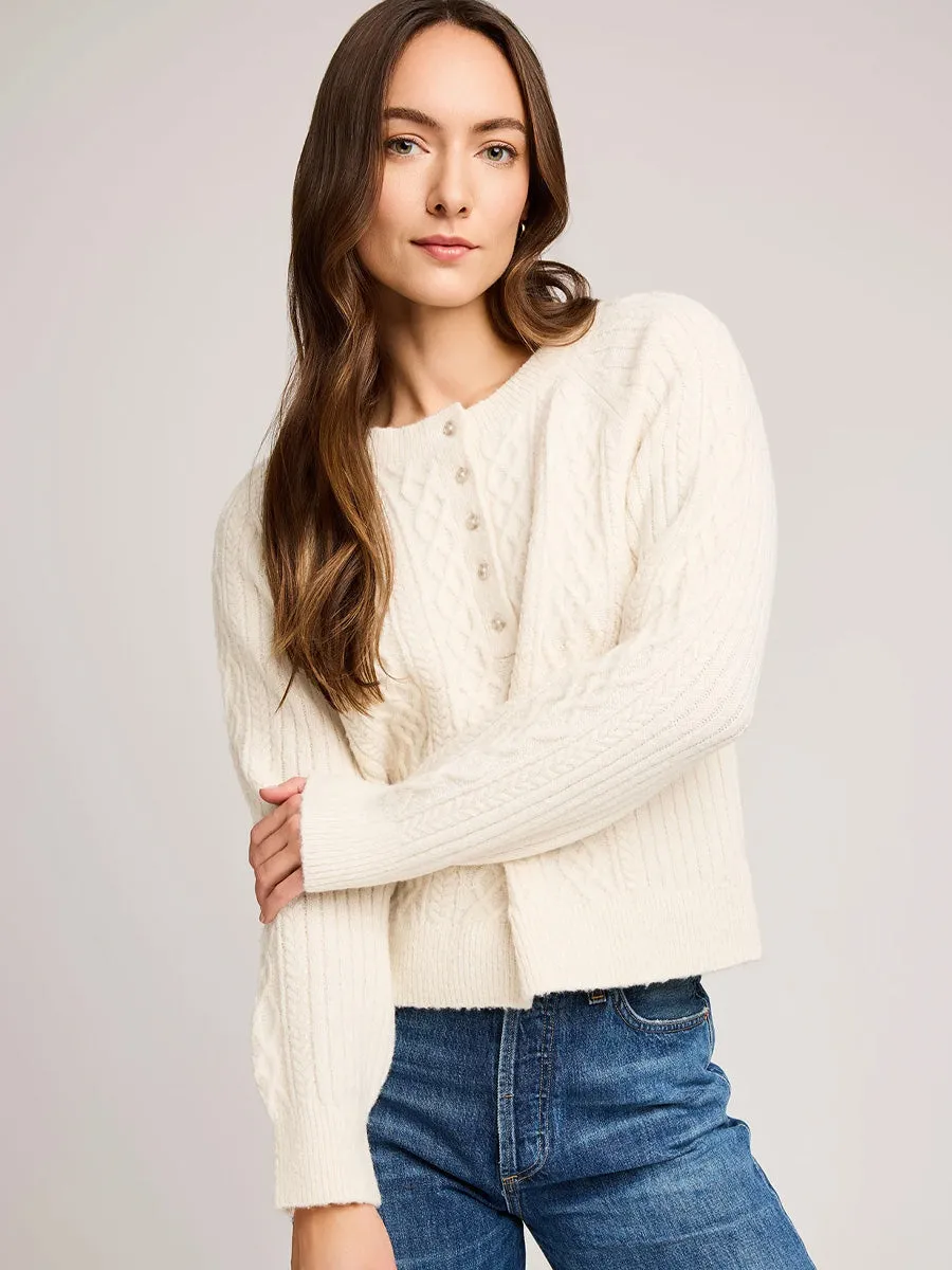 Elegant Cut AbrasionResistantEdging ASPEN SWEATER - CREAM