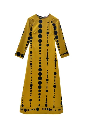 Smooth Finish Feminine empire waist dress Astor Gown - Dijon Dots