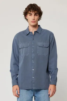 Cozy Fit Sun Protective Fabric Ezy Trade Long Sleeve Shirt Washed Blue